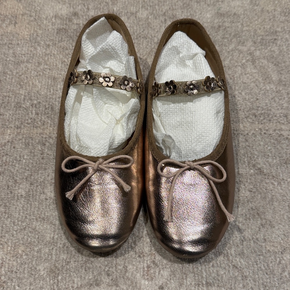 Noralee Metallic Ballet Flats with Floral Strap size 1